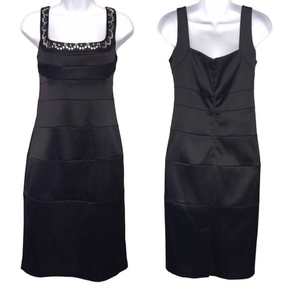 Formal Tuxedo Satin Dress Studded Neckline Sz.6 Y2k 90's - Picture 1 of 10